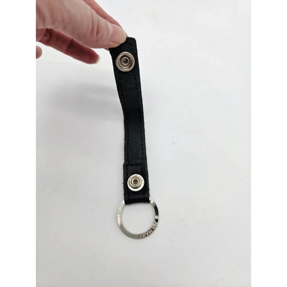 Jon Hart Design Key Ring Black Monogrammed LAW Leather Key Fob